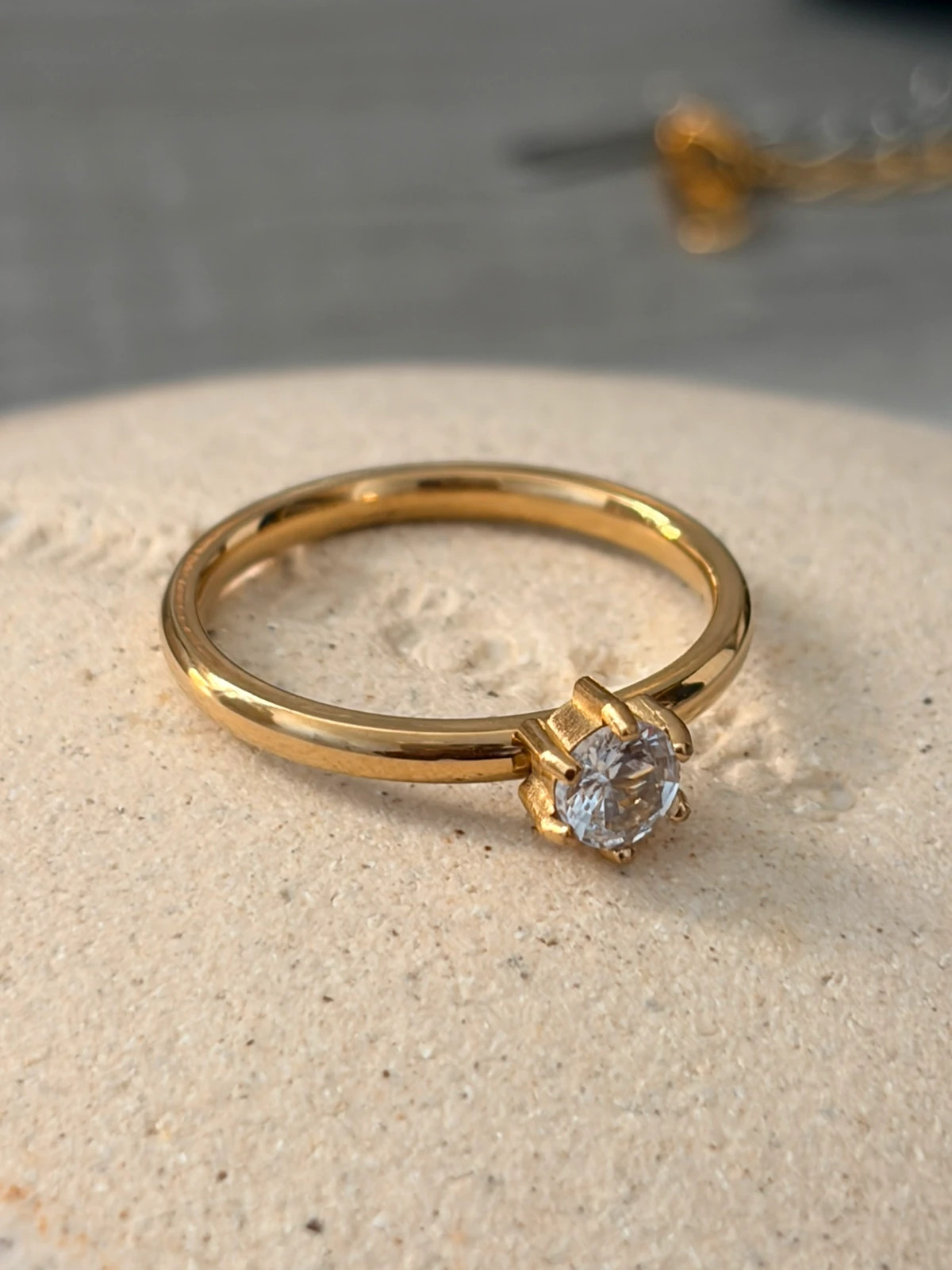 Bague solitaire doré T54 ou T56 - acier inoxydable 304 – Autre – taille 54