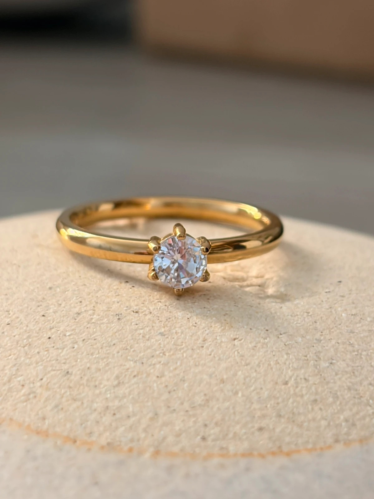 Bague solitaire doré T54 ou T56 - acier inoxydable 304 – Autre – taille 54 2