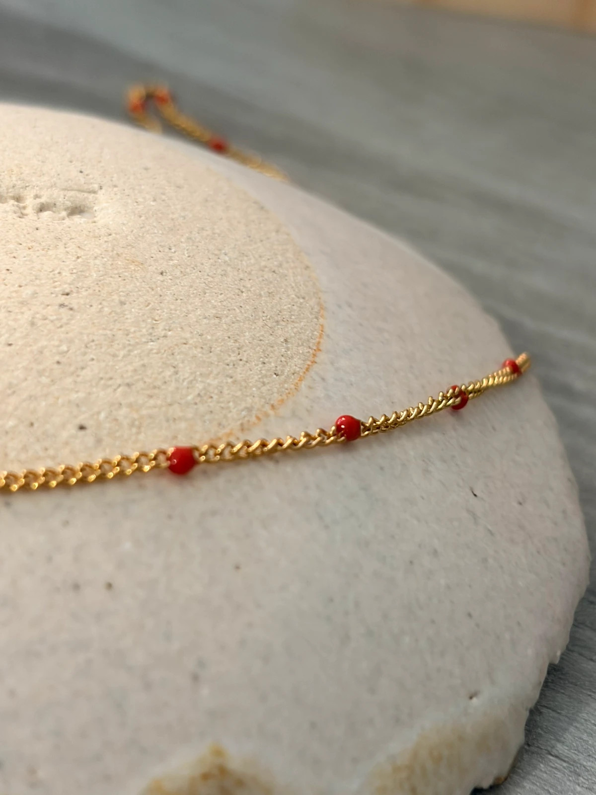 Collier perles rouges - Acier inoxydable 304 2