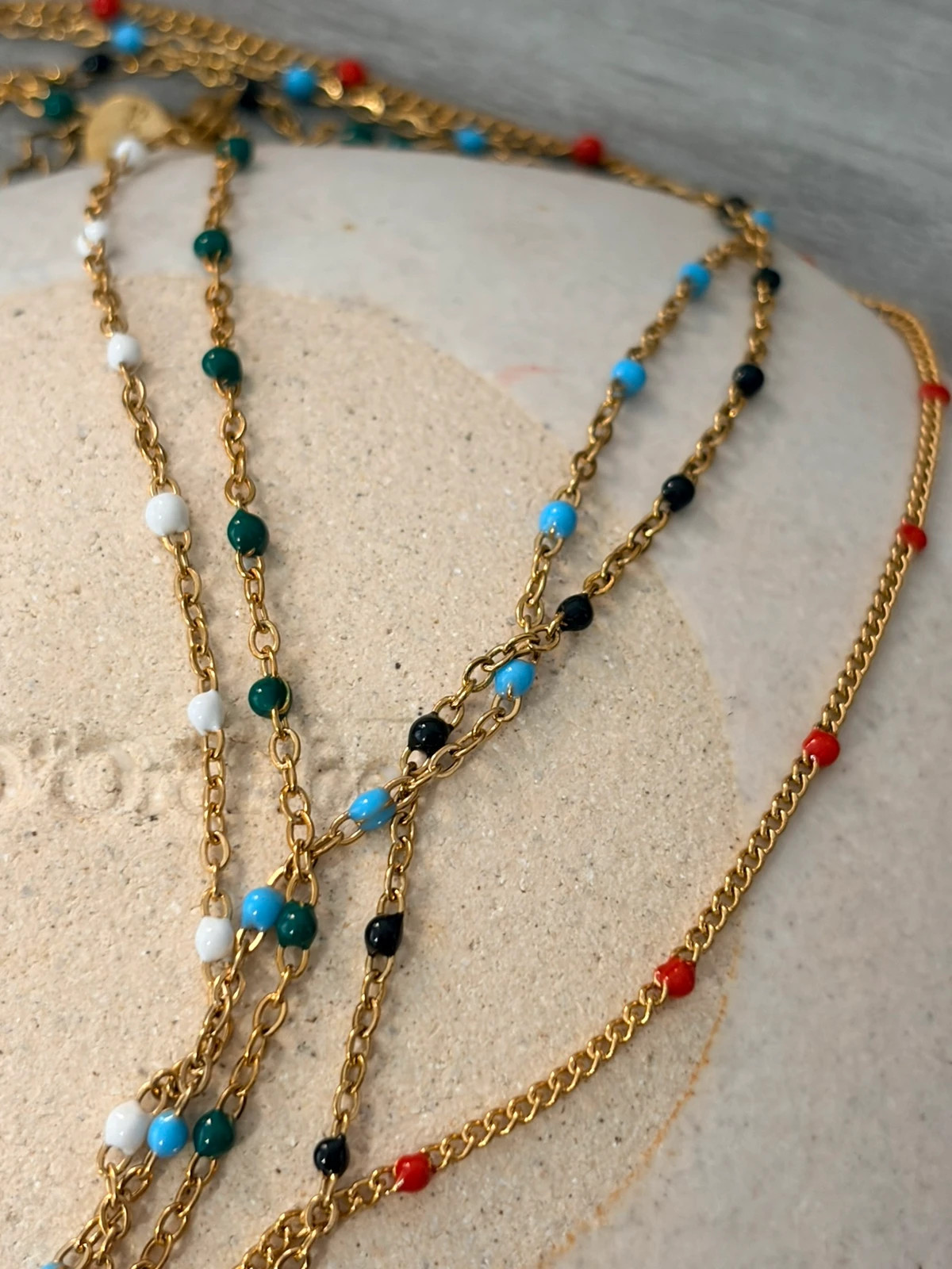 Collier perles rouges - Acier inoxydable 304 3