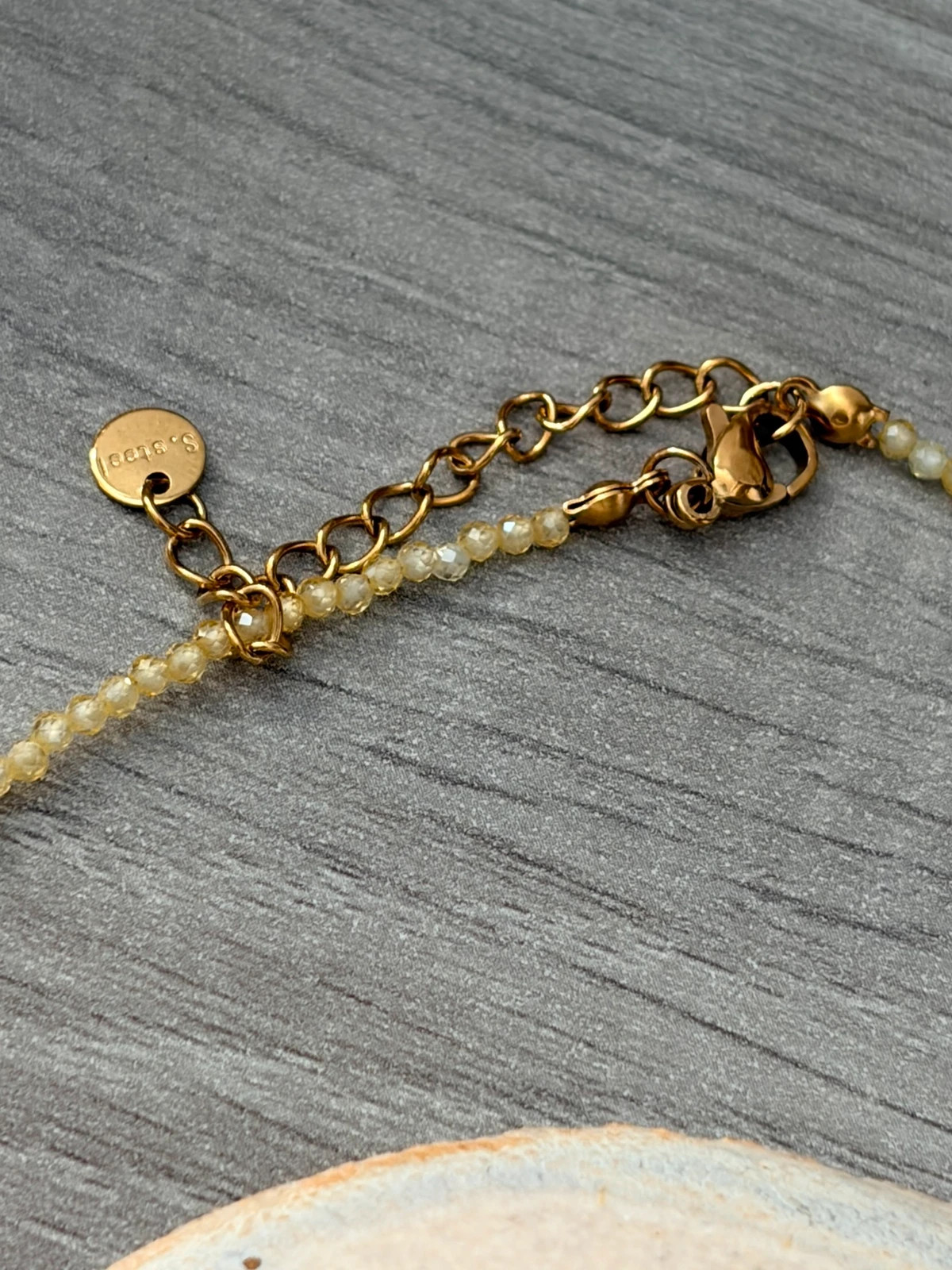 Collier perle jaune doré en acier inoxydable 304 4