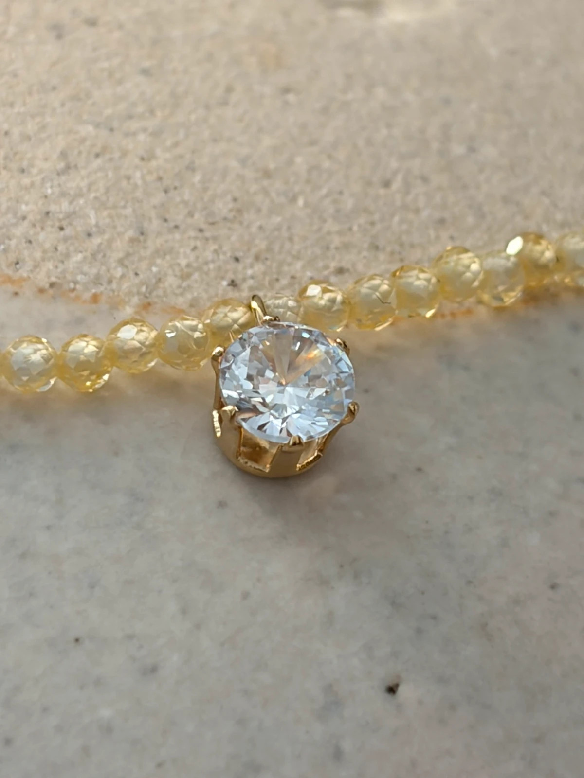 Collier perle jaune doré en acier inoxydable 304 2