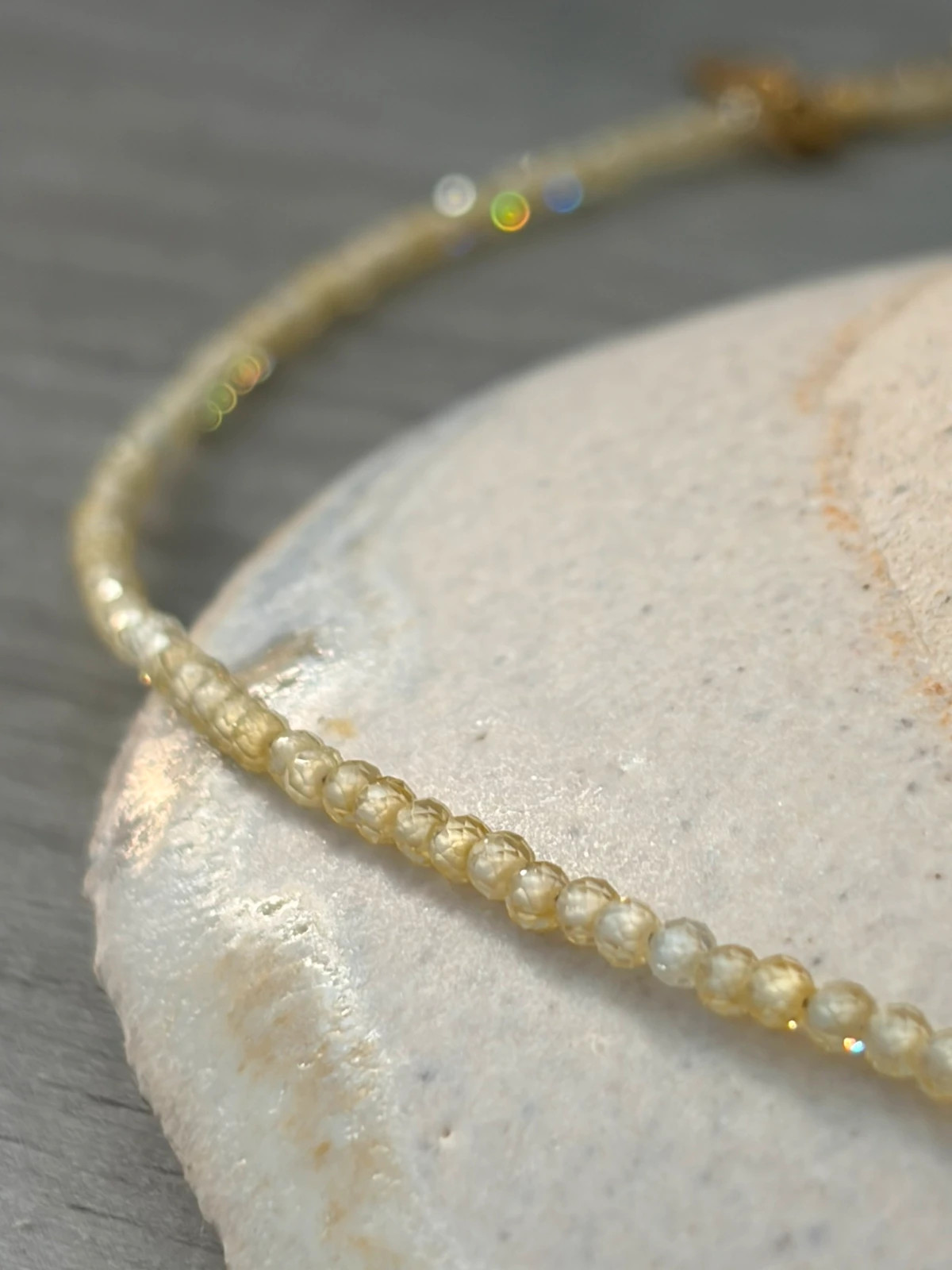 Collier perle jaune doré en acier inoxydable 304 3