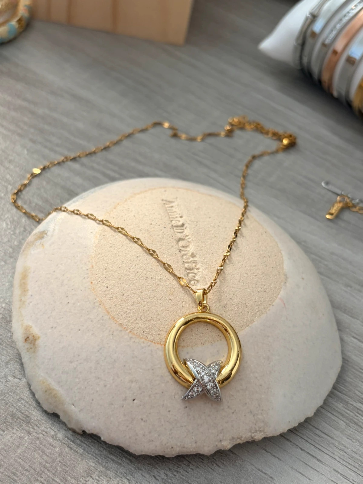 Collier bicolore en acier inoxydable 304