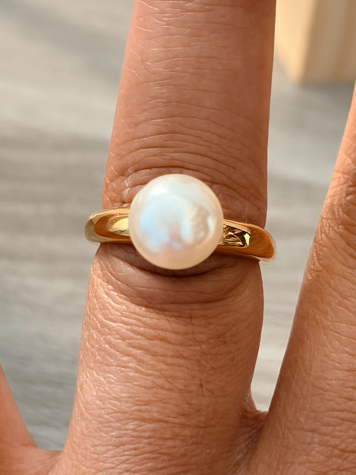Bague solo perle de culture T 54 - acier inoxydable 304 – taille 16,1 mm 3