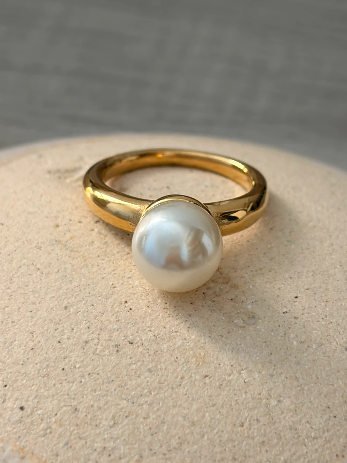 Bague solo perle de culture T 54 - acier inoxydable 304 – taille 16,1 mm