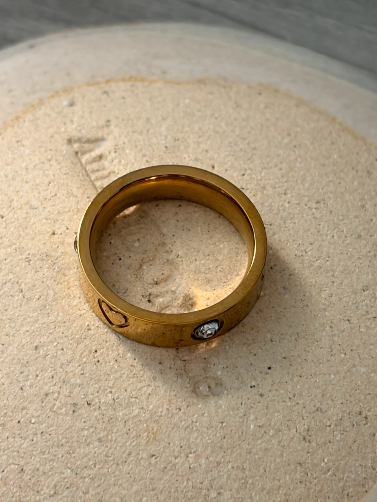 Bague dorée cœur & oxyde zirconium en acier inoxydable 304 – Autre – taille 54 2