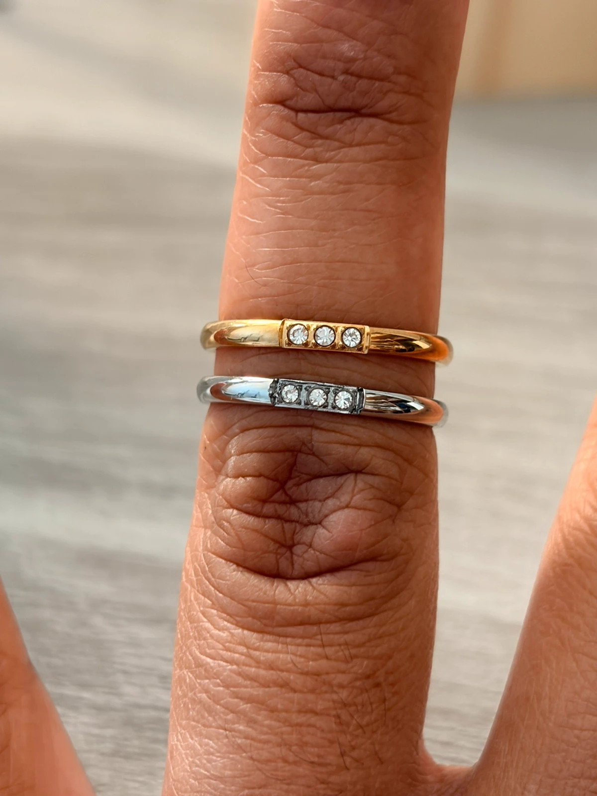Bague trio de pierre T 54 ou 52 en acier inoxydable 304 – Autre – taille 54 3