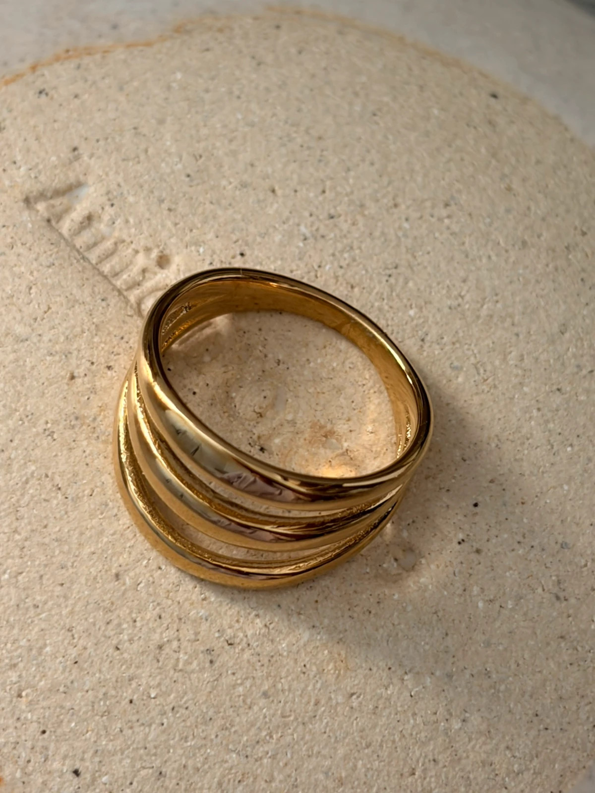 Bague triple anneaux doré T 54 - Acier inoxydable 304 – Autre – taille 54 2