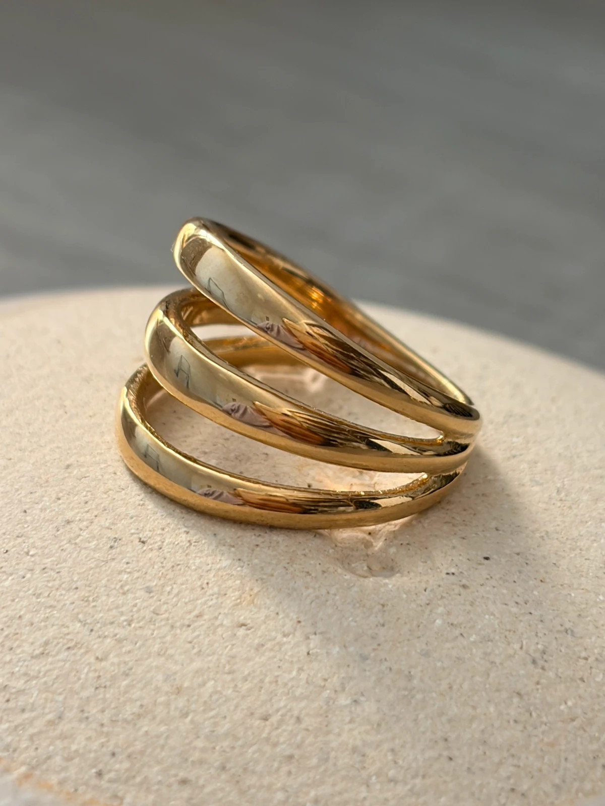 Bague triple anneaux doré T 54 - Acier inoxydable 304 – Autre – taille 54