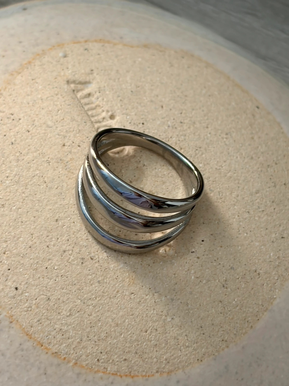 Bague triple anneaux argentée T 54 - Acier inoxydable 304 – Autre – taille 54 2