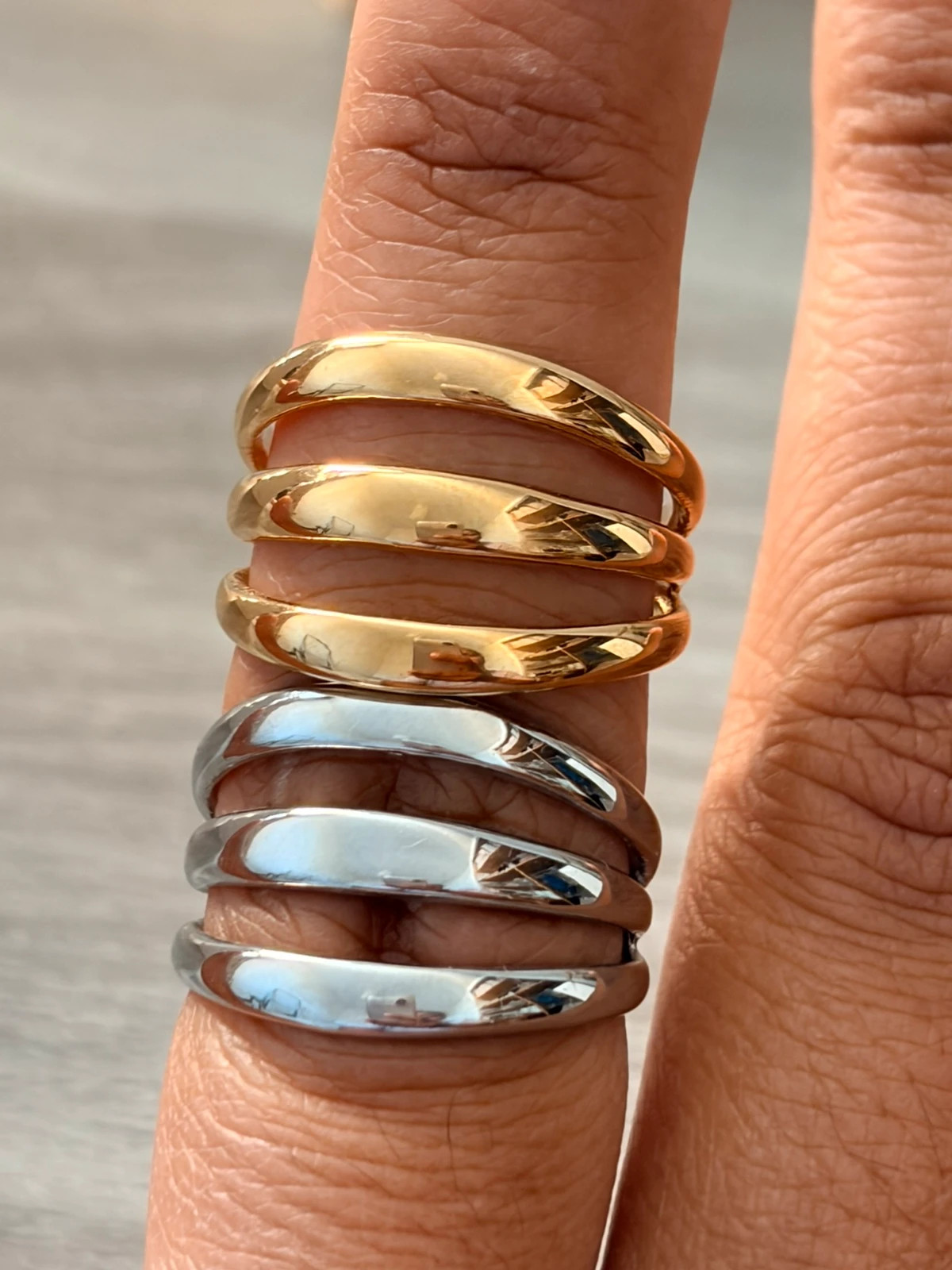 Bague triple anneaux argentée T 54 - Acier inoxydable 304 – Autre – taille 54 3