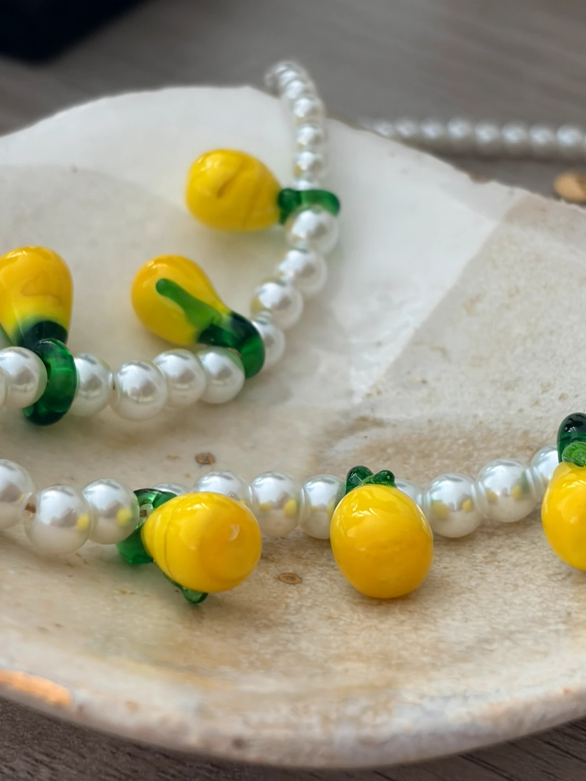 Collier perle synthétique breloque citron - acier inoxydable 304 – Autre – taille Taille unique 2