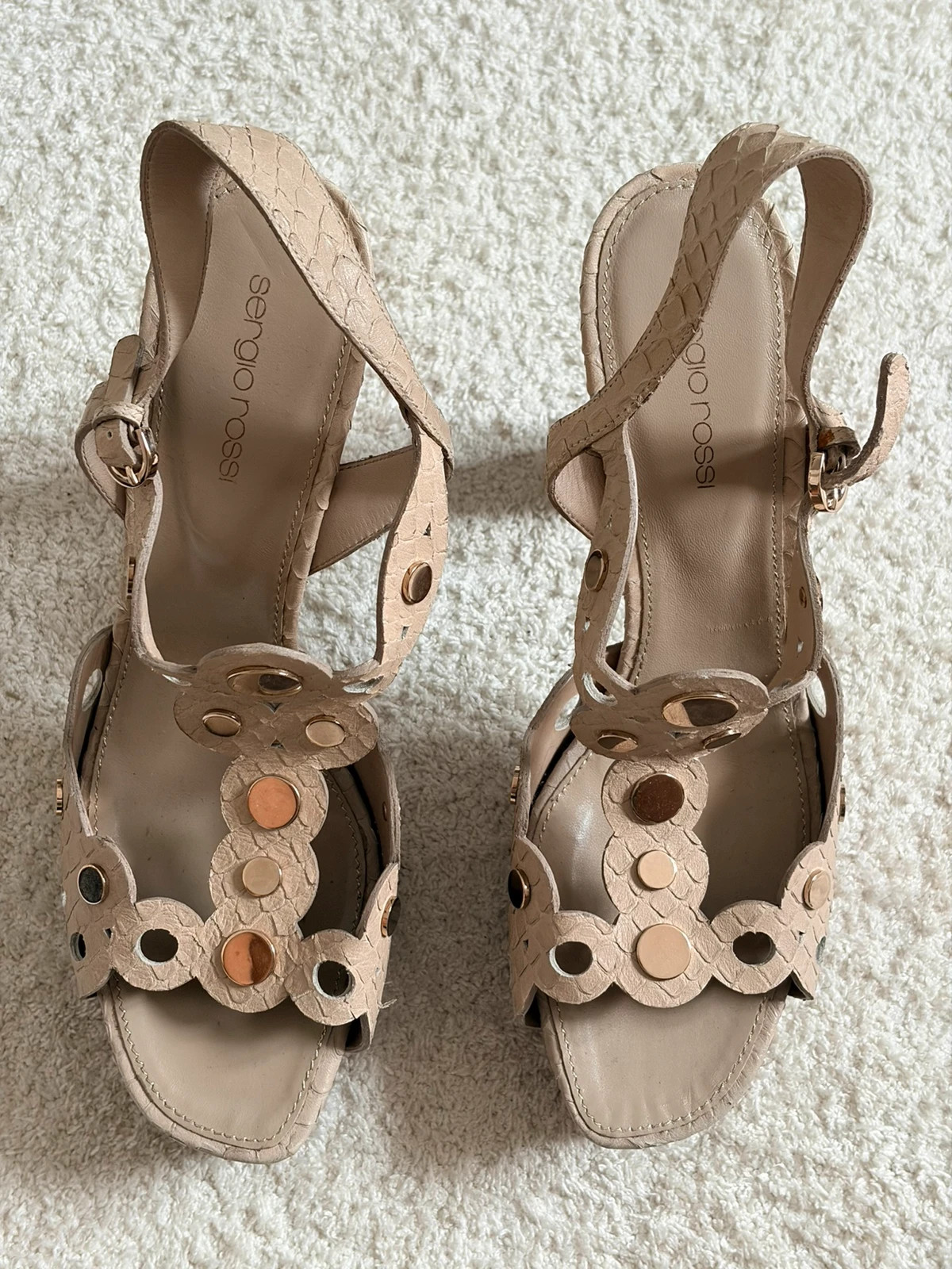 Sandales / talons beiges – effet tressé – Sergio Rossi T 40 – Sergio Rossi – taille 40 2