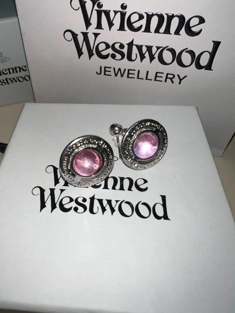 Vivienne Westwood Pink Orb Earrings 2
