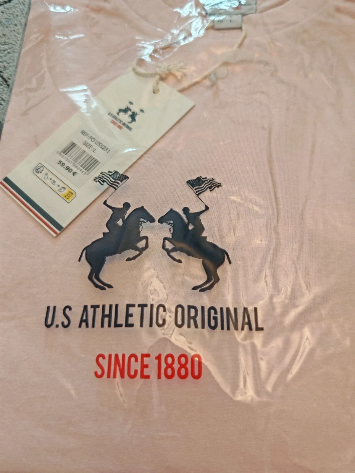 T-shirt U.S Athletic Original rose poudré neuf – Taille L – Étiquette 59,90 € – U.S. Polo Assn. – taille L / 40 / 12 4