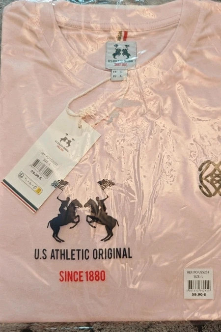 T-shirt U.S Athletic Original rose poudré neuf – Taille L – Étiquette 59,90 €