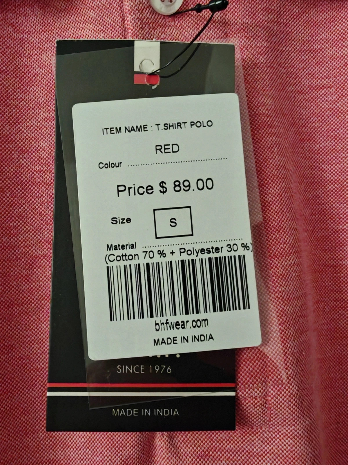 Polo B.H.F. Baljit Hosiery Factory Homme – Taille S – Neuf avec étiquette – taille S 5
