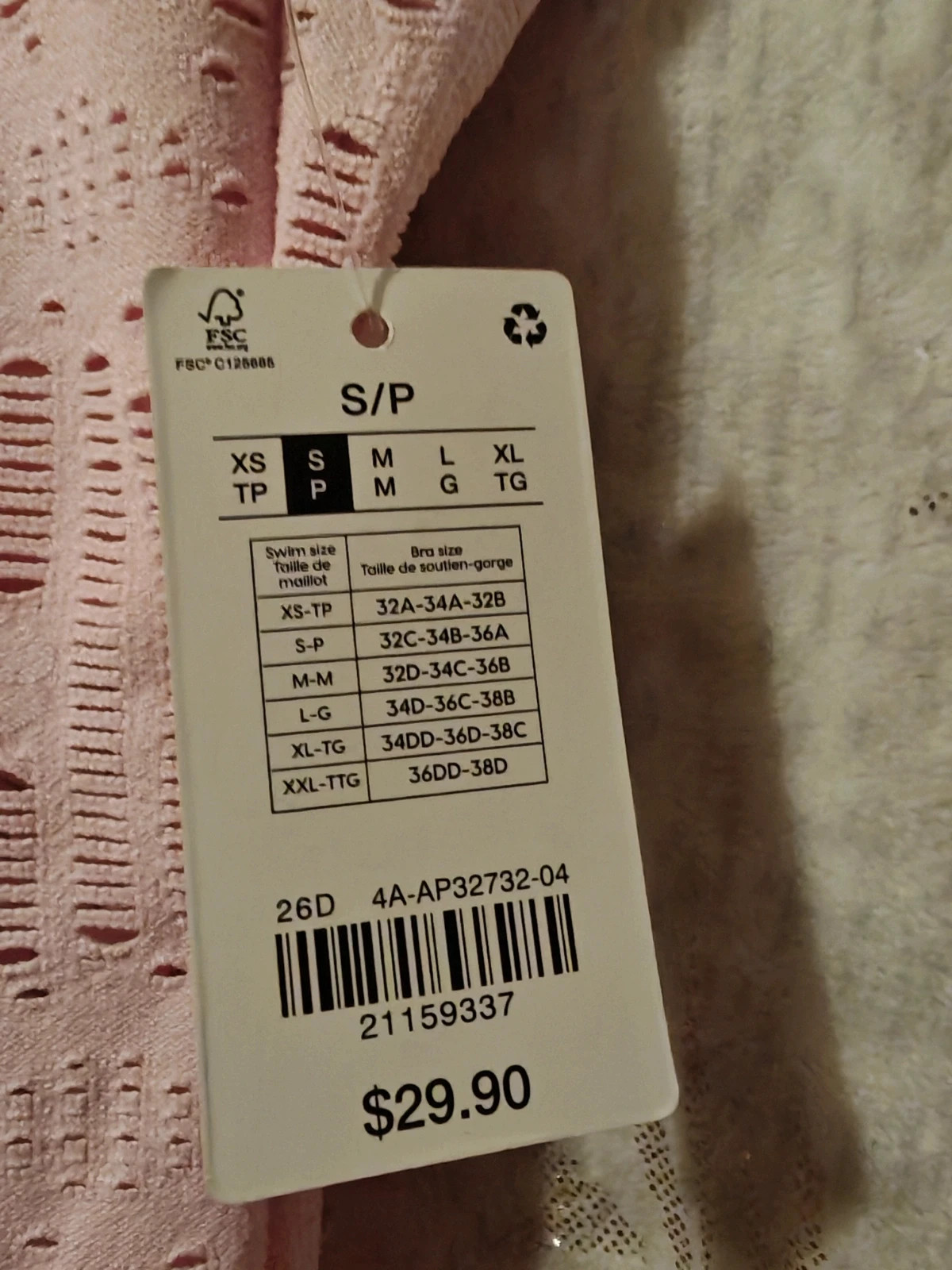 Maillot de bain 1 pièce Ardene rose texturé – Neuf avec étiquette – Taille S – ardene – taille S / 36 / 8 5