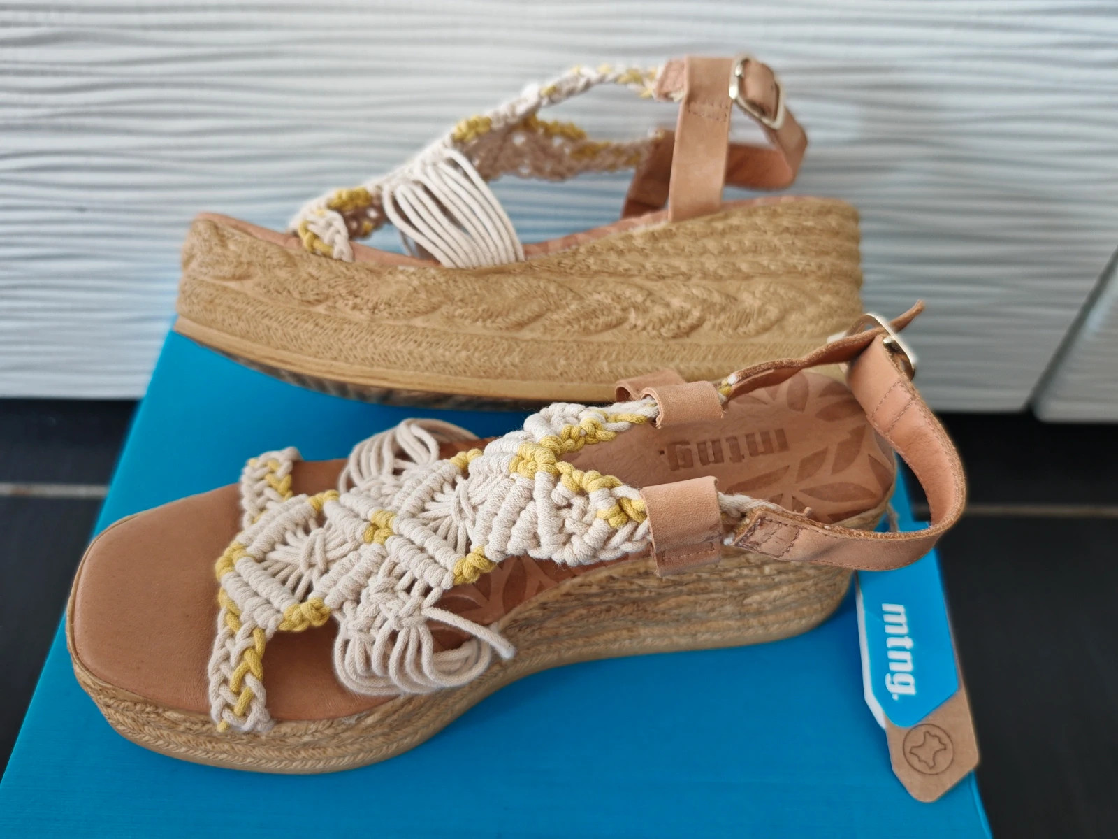 Sandales compensées MTNG Mustang cuir & macramé – Pointure 36 – Neuves avec étiquette – Mustang – taille 36 4