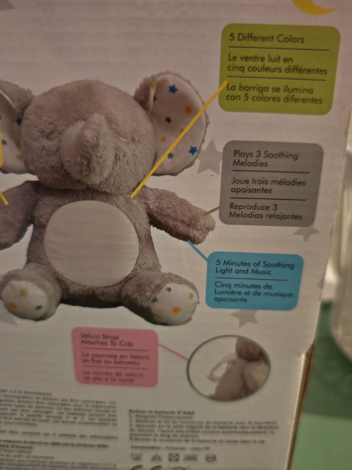 Adorable veilleuse musicale en forme d'éléphant, idéale dès la naissance. – Autre – taille Naissance / 44 cm 4