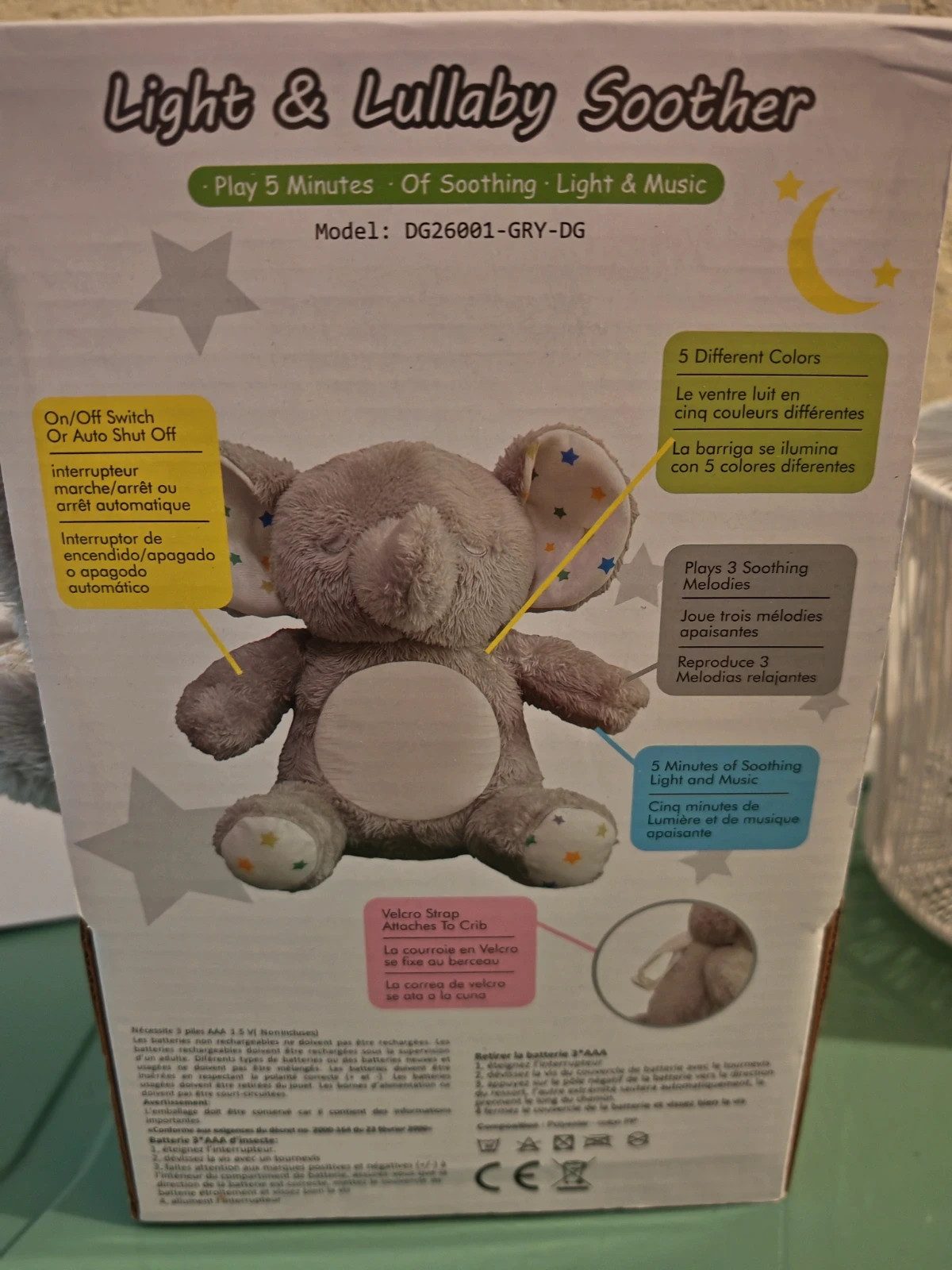 Adorable veilleuse musicale en forme d'éléphant, idéale dès la naissance. – Autre – taille Naissance / 44 cm 3