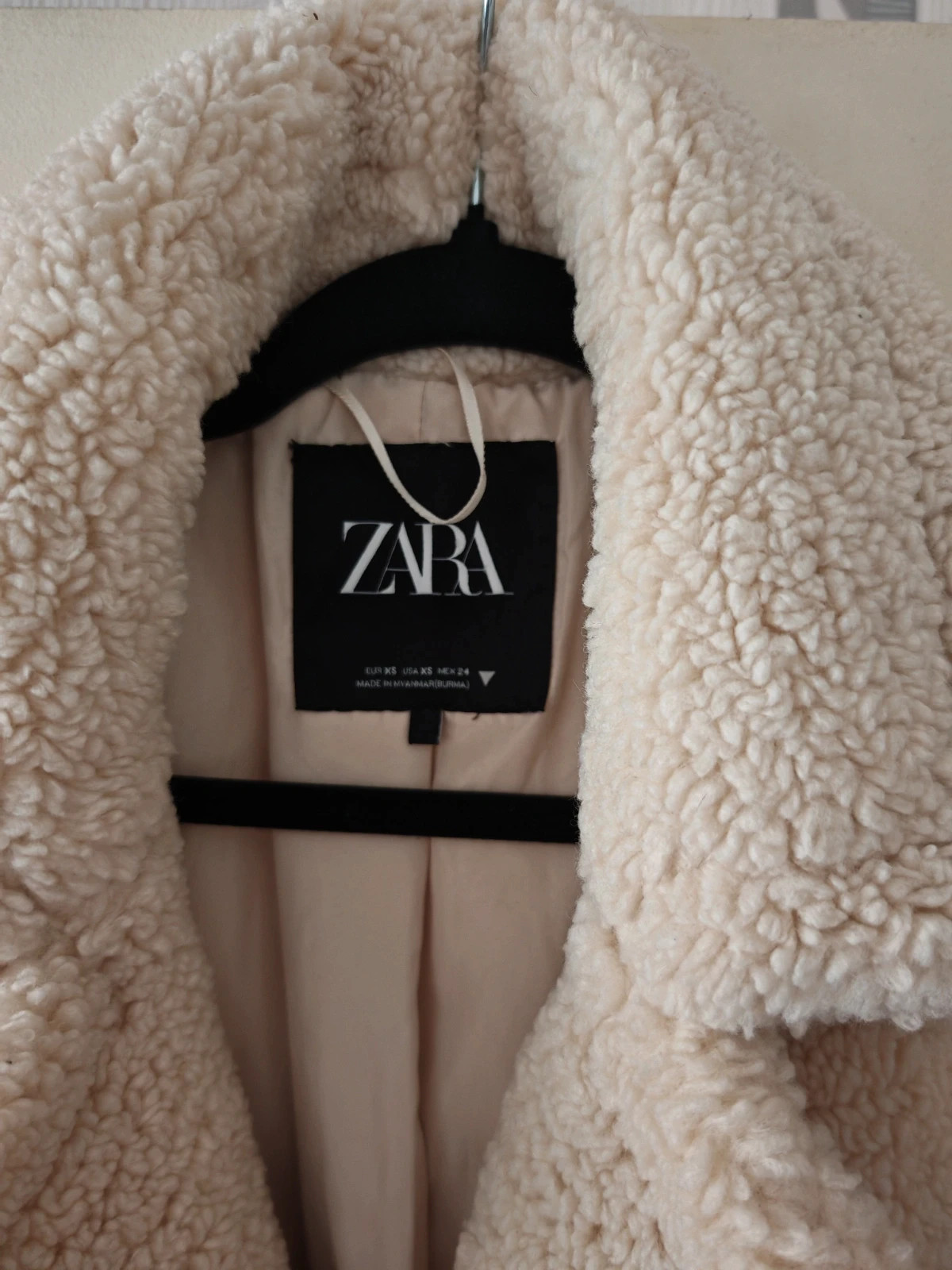 Manteau Teddy Zara écru / beige XS – Long, très chaud, effet mouton – Zara – taille XS 2