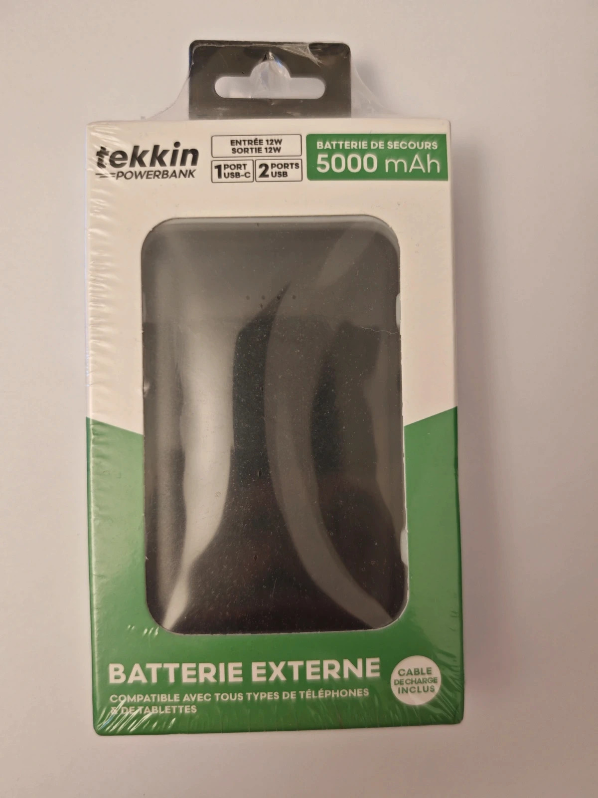 Batterie externe Tekkin Powerbank 5000 mAh – Neuve sous blister