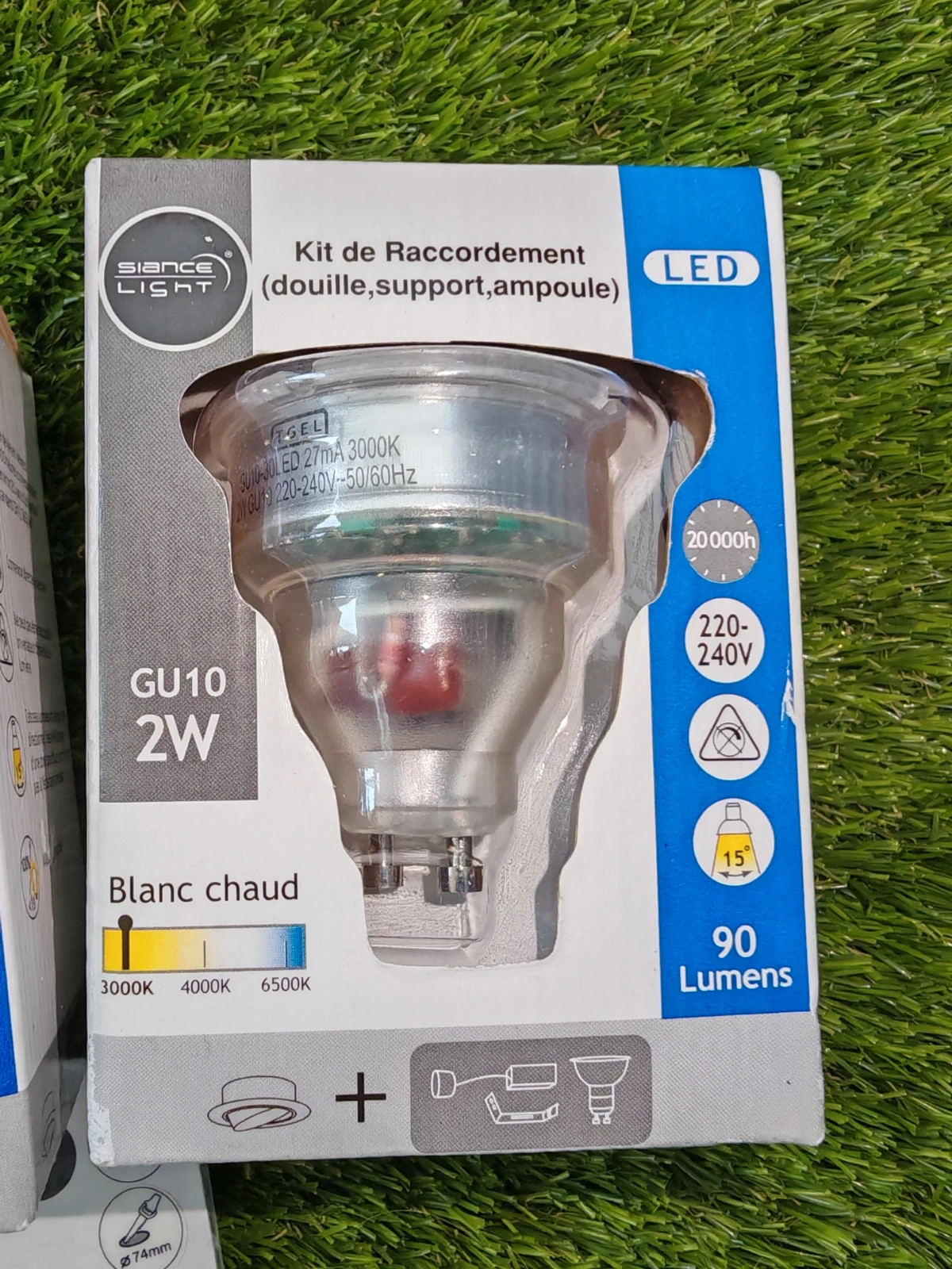 Lot de 3 kits spot LED GU10 2W + 1 anneau orientable alu – Neufs 2
