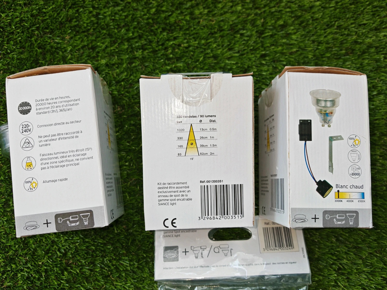 Lot de 3 kits spot LED GU10 2W + 1 anneau orientable alu – Neufs 5