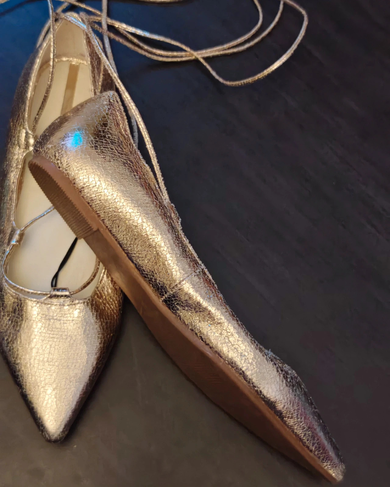 Ballerines dorées à lacets femme T39 – Neuves – Reserved – taille 39 2