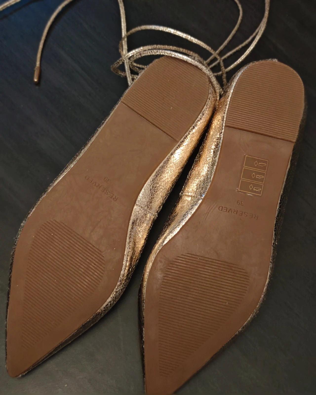 Ballerines dorées à lacets femme T39 – Neuves – Reserved – taille 39 3