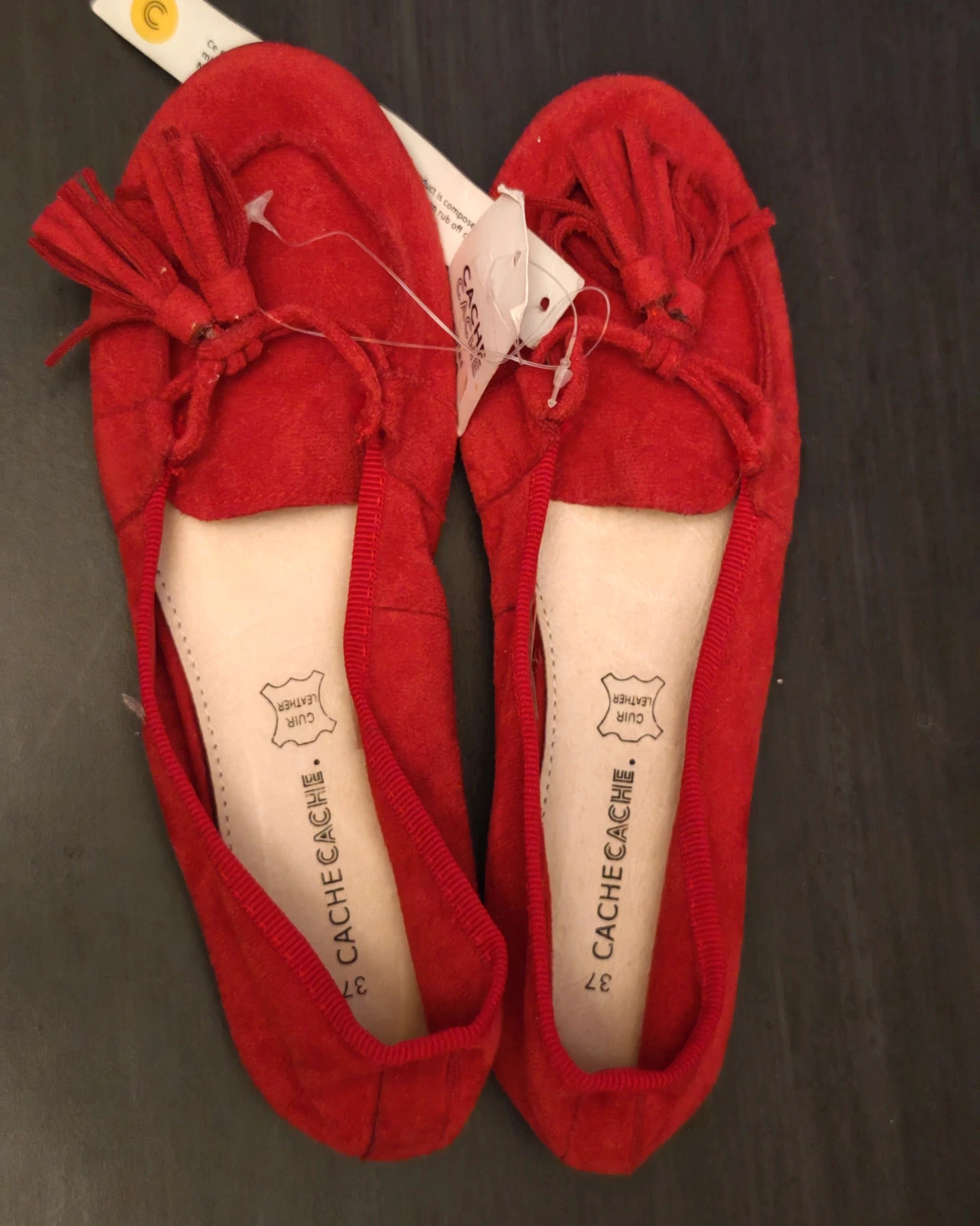 Ballerines Cache Cache rouges en cuir – Taille 37