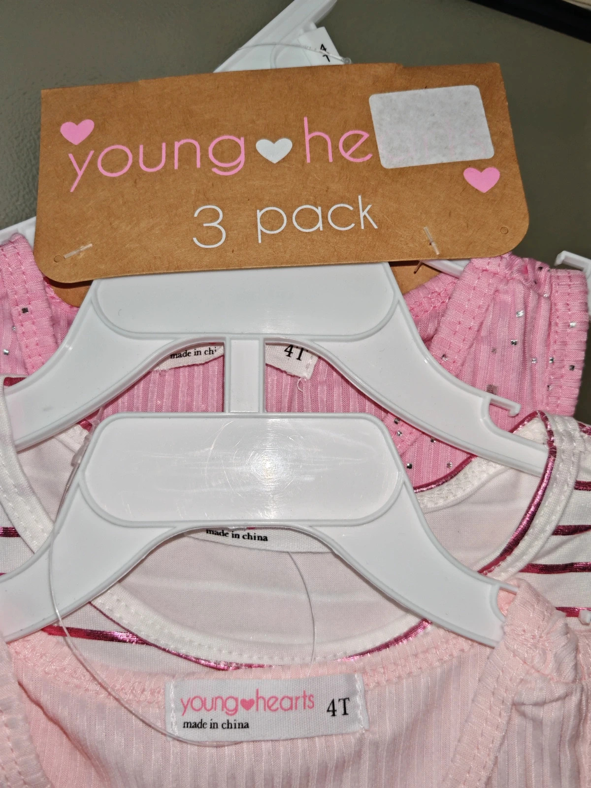 3 débardeurs fille 4 ans – Young Hearts – Neufs – young he – taille 4 ans / 104 cm 2