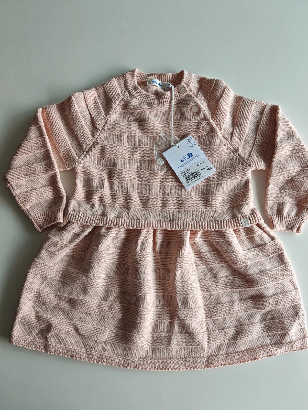 Robe Absorba en maille rose – Neuve – 18 mois