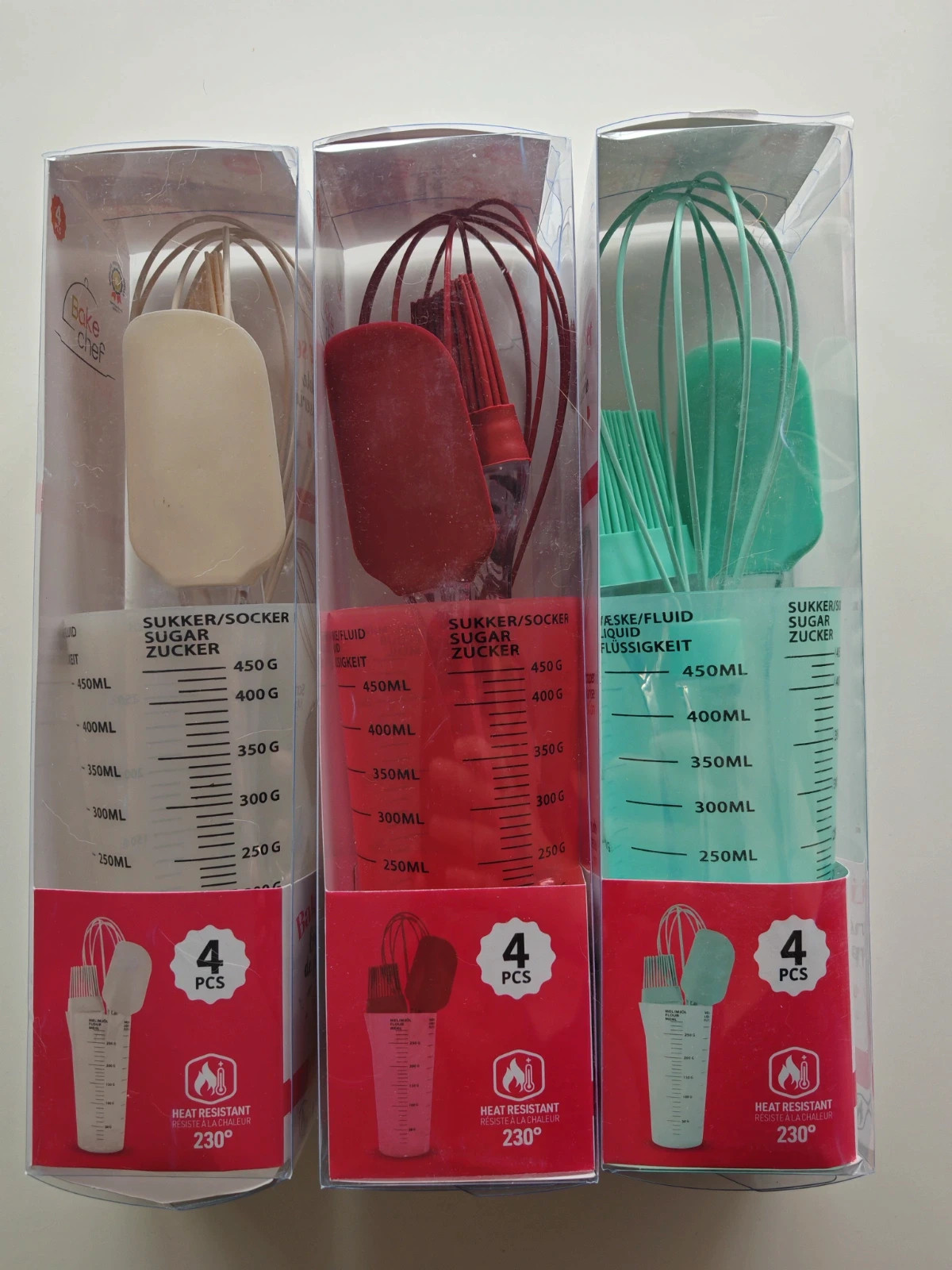 Lot de 3 Kits Pâtisserie Silicone – 3 Couleurs – Neuf – Bake Chef 3