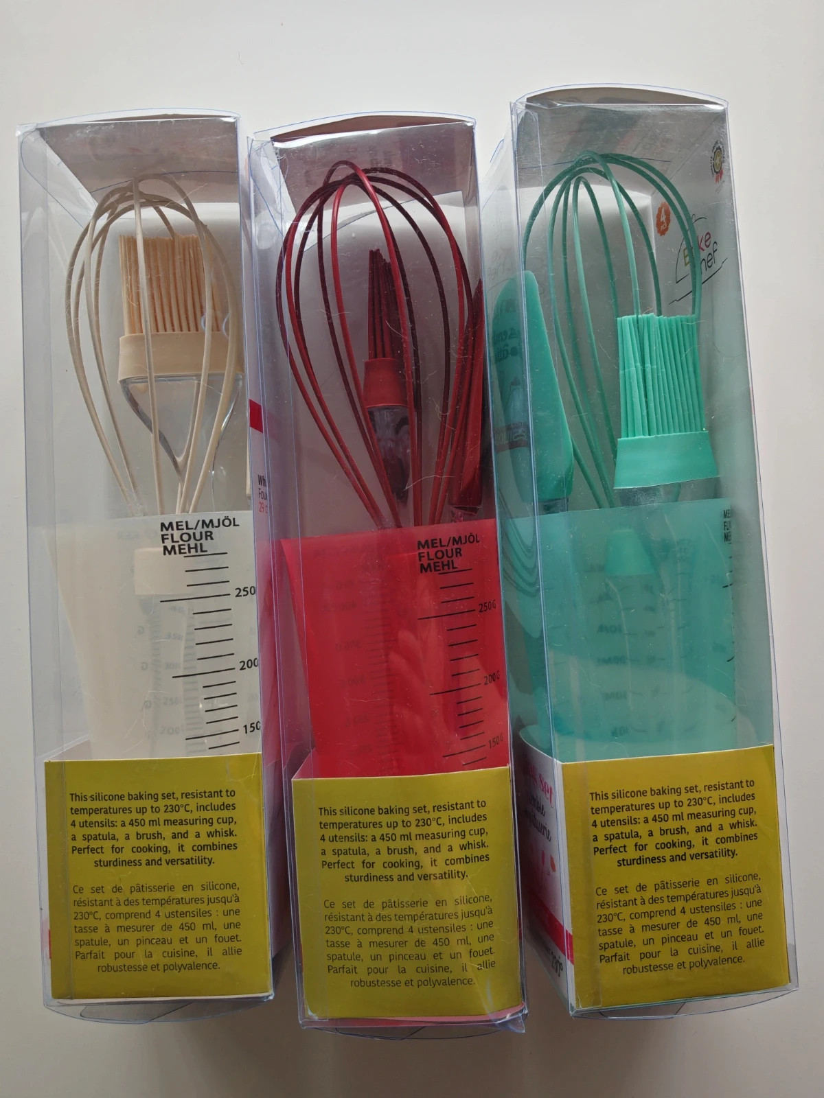 Lot de 3 Kits Pâtisserie Silicone – 3 Couleurs – Neuf – Bake Chef 4