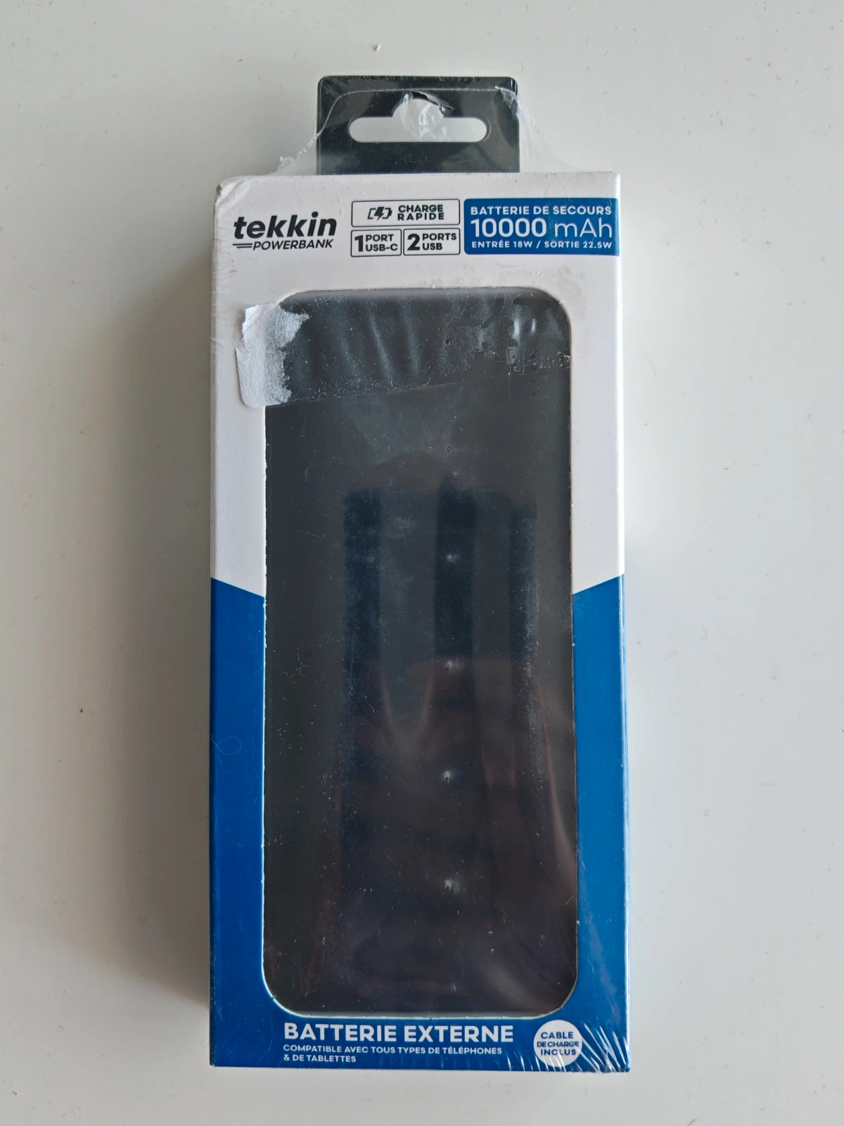 Batterie externe Tekkin 10 000 mAh Charge Rapide 22.5W - Neuve