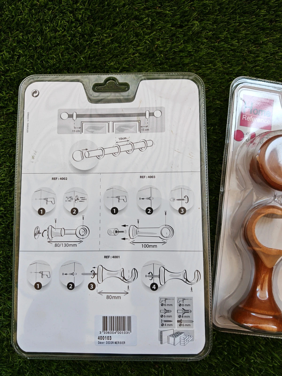 Lot de 2 – supports de tringle à rideaux en bois ø28mm 3