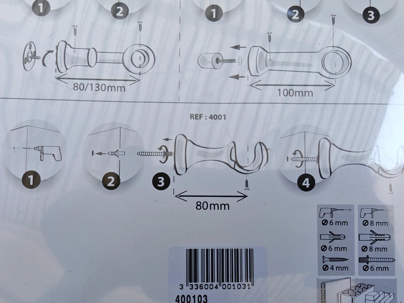 Lot de 2 – supports de tringle à rideaux en bois ø28mm 4