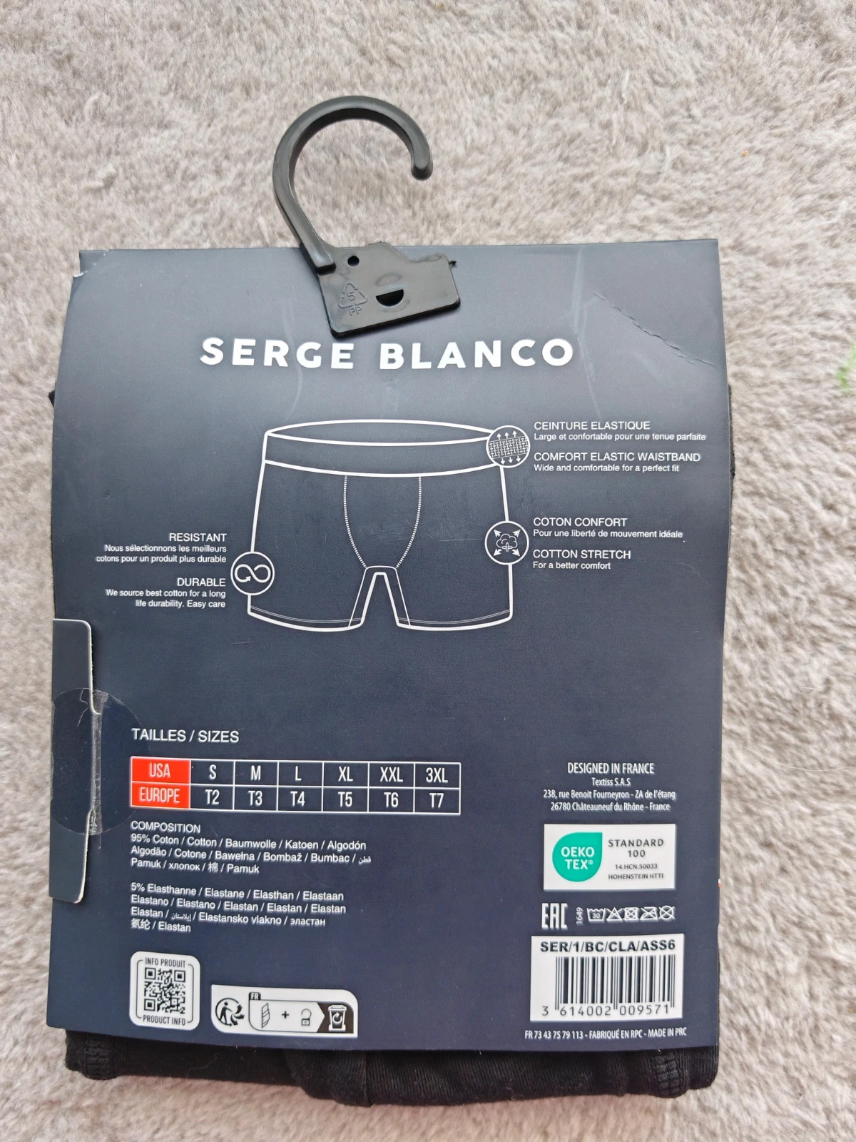 Boxer Serge Blanco Homme Noir Taille XL – Neuf avec étiquette – Serge Blanco – taille XL 2