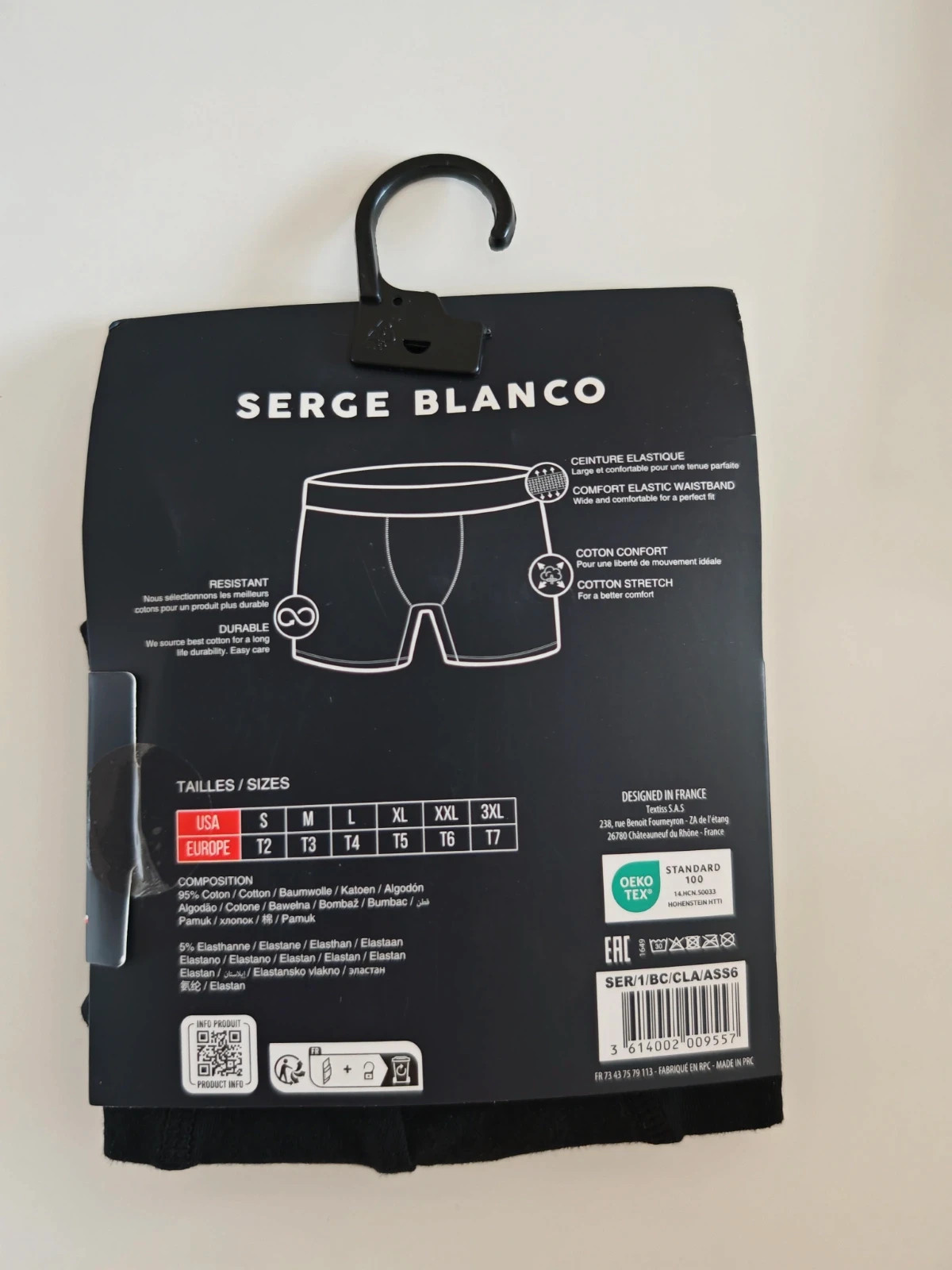 Boxer Serge Blanco Homme Noir Taille M – Neuf avec étiquette – Serge Blanco – taille M 2