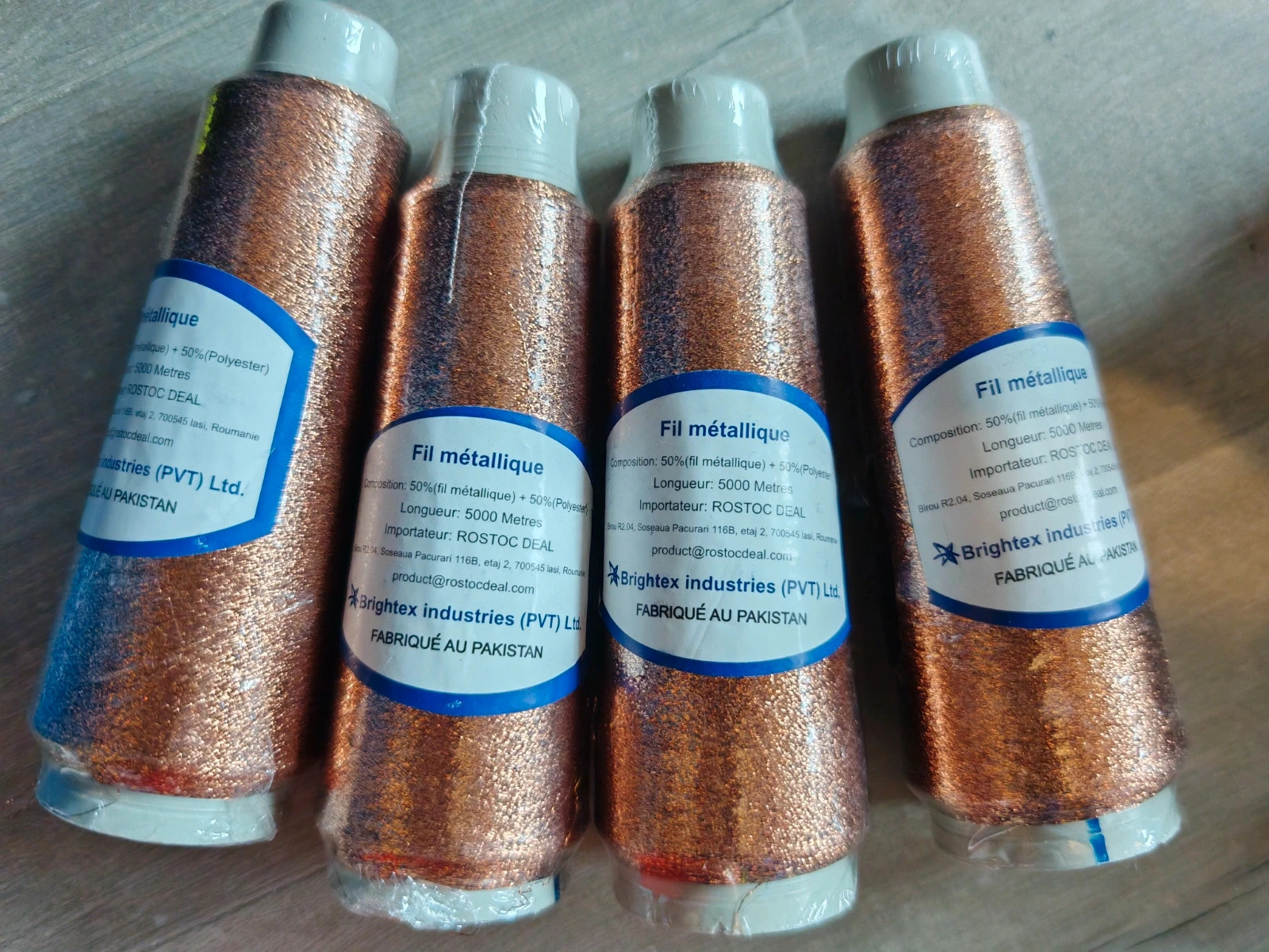 🧵 Lot de 4 bobines de fil métallique cuivré 5000 m – Neuf