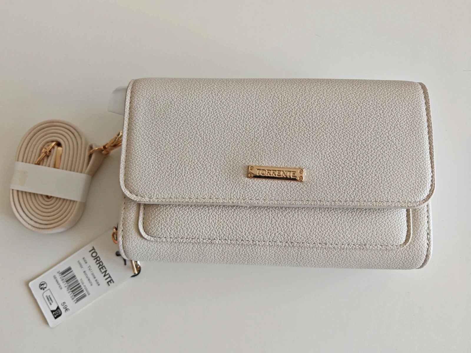 Sac bandoulière Torrente – Beige / crème (neuf avec étiquette)