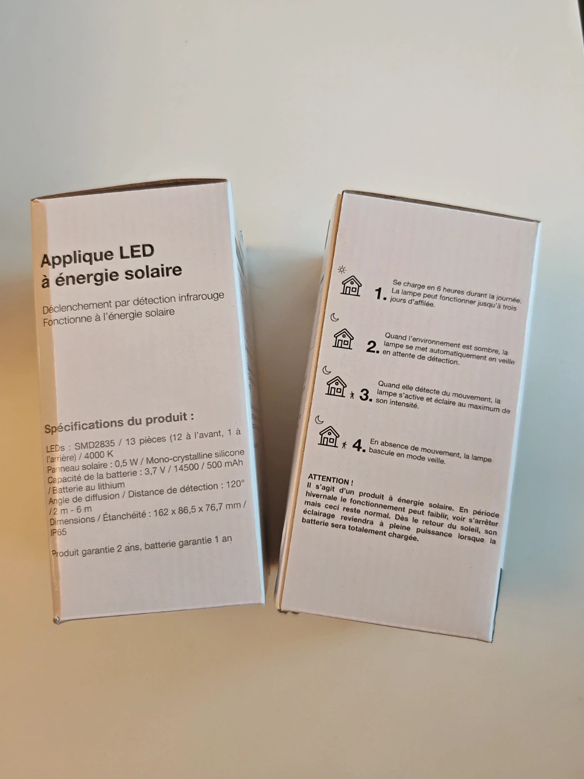 Lot de 2 appliques LED solaires Foxlight – Détecteur de mouvement – Neuves – foxlight 2