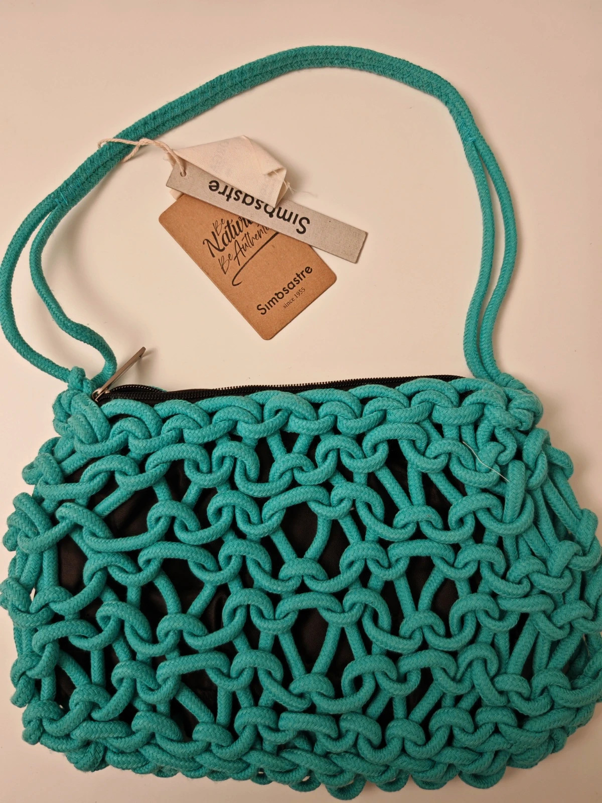 Sac bandoulière Simosastre tressé turquoise – Neuf avec étiquette – Simosastre 3