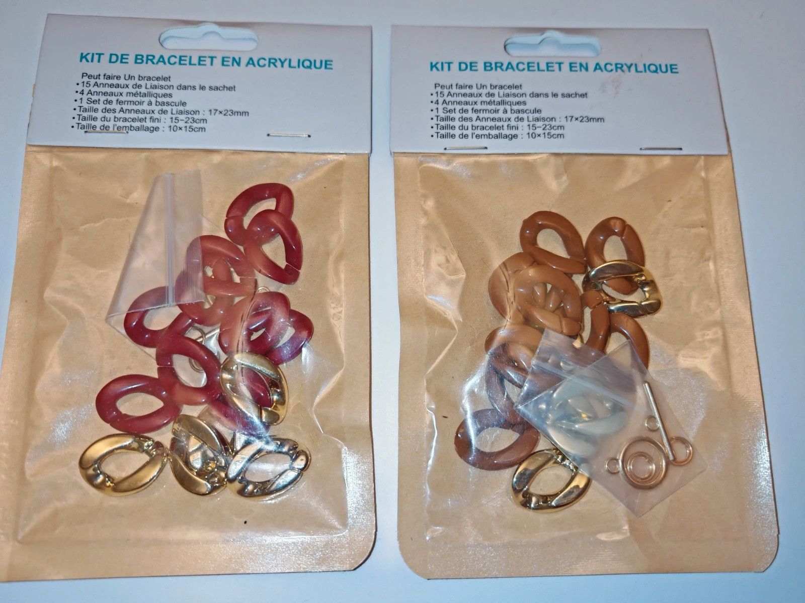 Lot de 2 kits bracelet en acrylique – Loisirs créatifs – Neufs