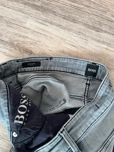 Jean Slim Fit BOSS "Delaware" Gris – Denim Candiani / Cashmere-Touch – Hugo Boss – taille W36 | FR 46 3