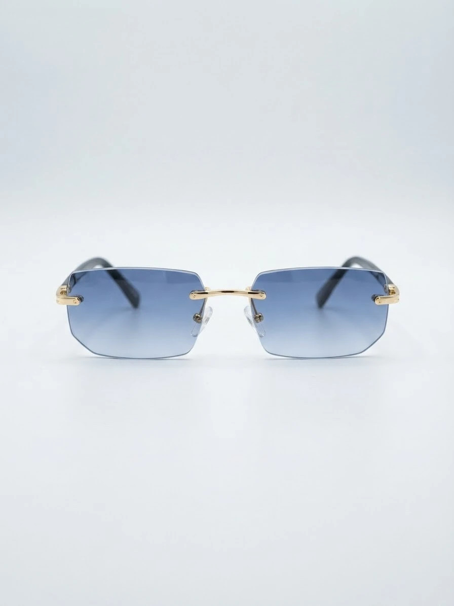 Lunettes de vue / style rectangle bleu dorée