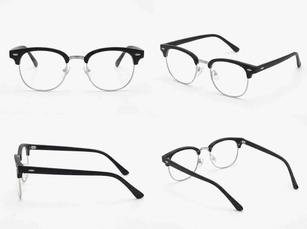 Lunettes style Clubmaster rétro chic • Monture noire et argentée • Verres transparents 2